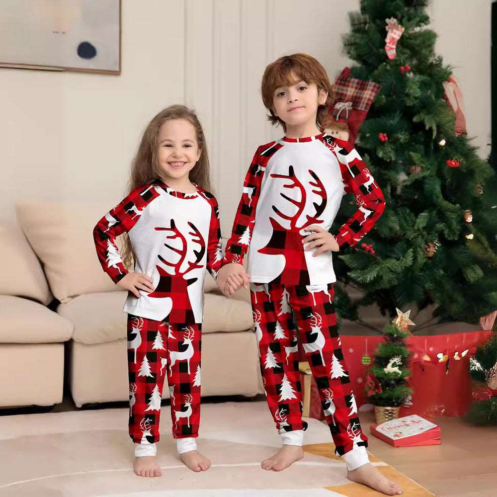 Red Christmas Deer With Tree Family Matching Pajamas