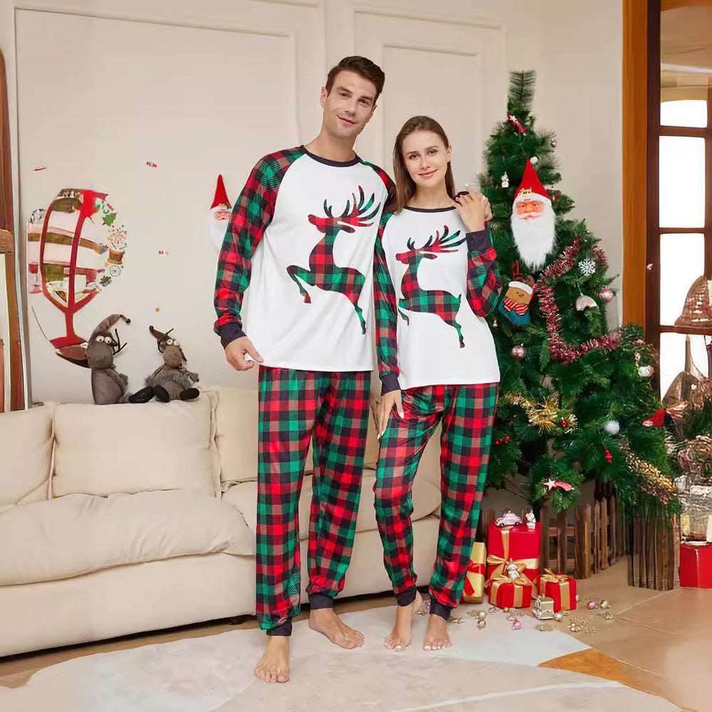 Green & Red Christmas Deer Holiday Family Pajamas Set