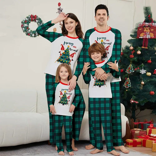Blue Plaid Merry Christmas Tree Family Matching Pajamas Set Matching Pajamas