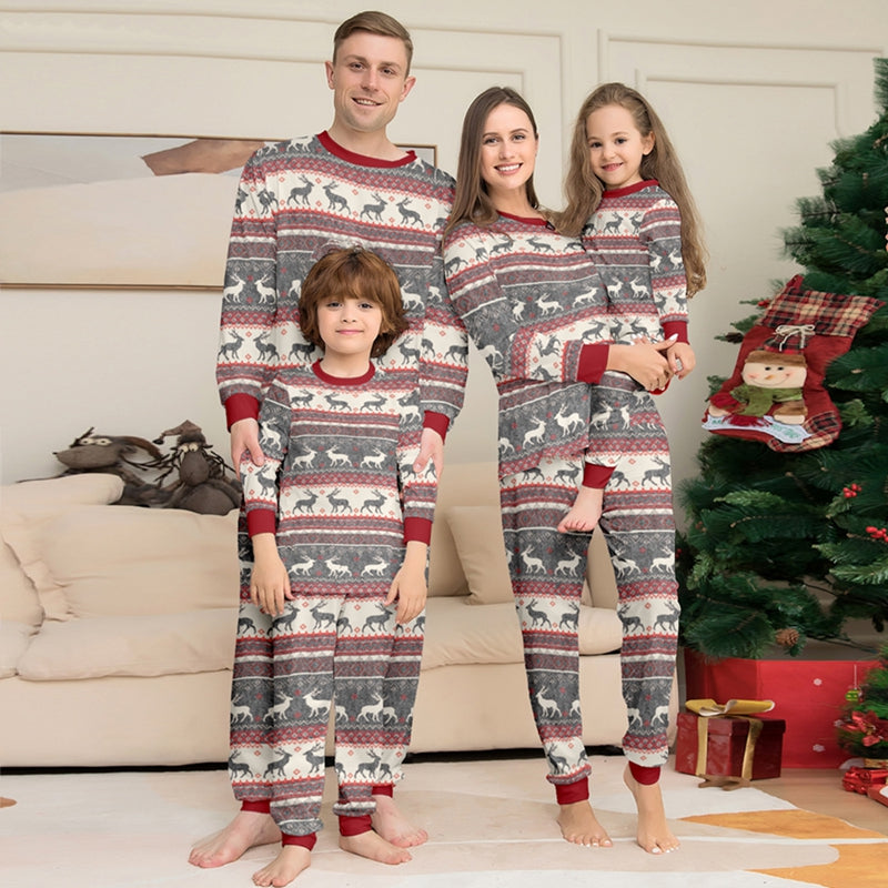 Grey Christmas Deer Family Pajamas Outfit