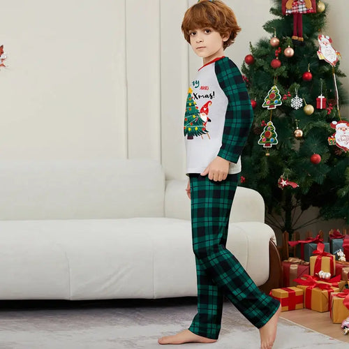 Blue Plaid Merry Christmas Tree Family Matching Pajamas Set Matching Pajamas