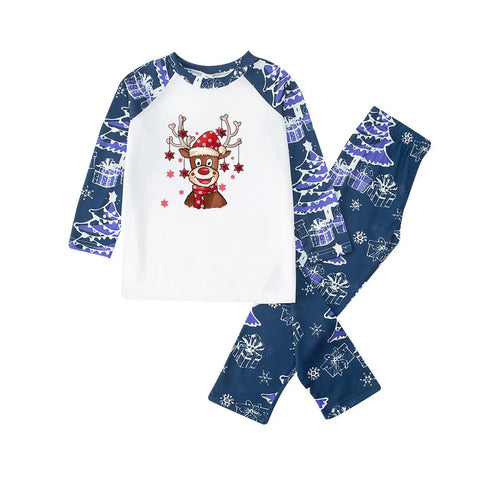 Starry Reindeer Blue Family Matching Pajamas Matching Pajamas