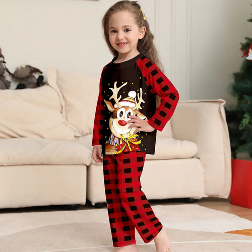 Cute Christmas Deer Plaid Family Matching Outfit Matching Pajamas