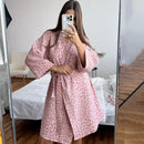 Tie-strap Cotton Robe Pajamas