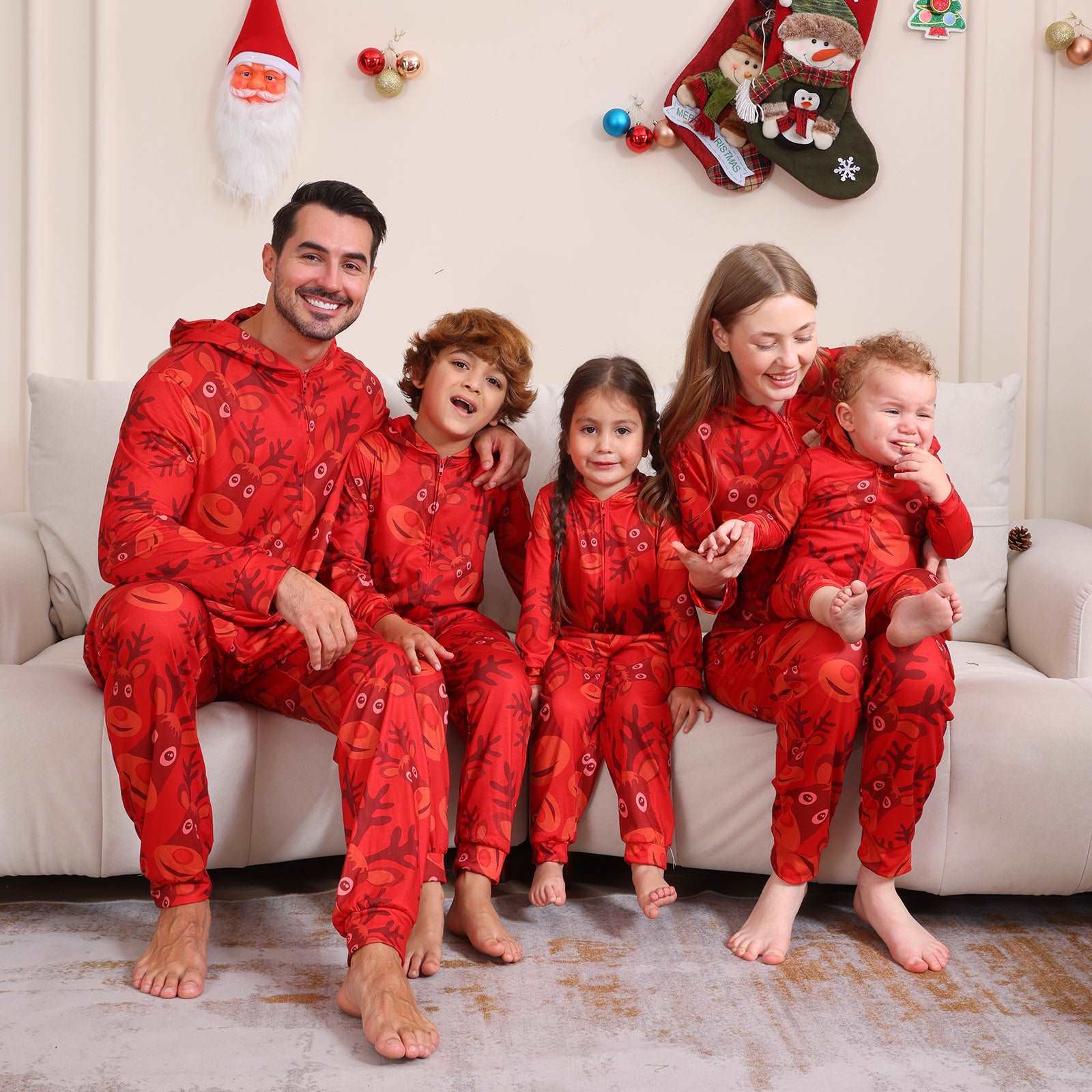 Red Christmas Deer Family Matching Jumpsuit