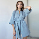 Tie-strap Cotton Short Robe Pajamas