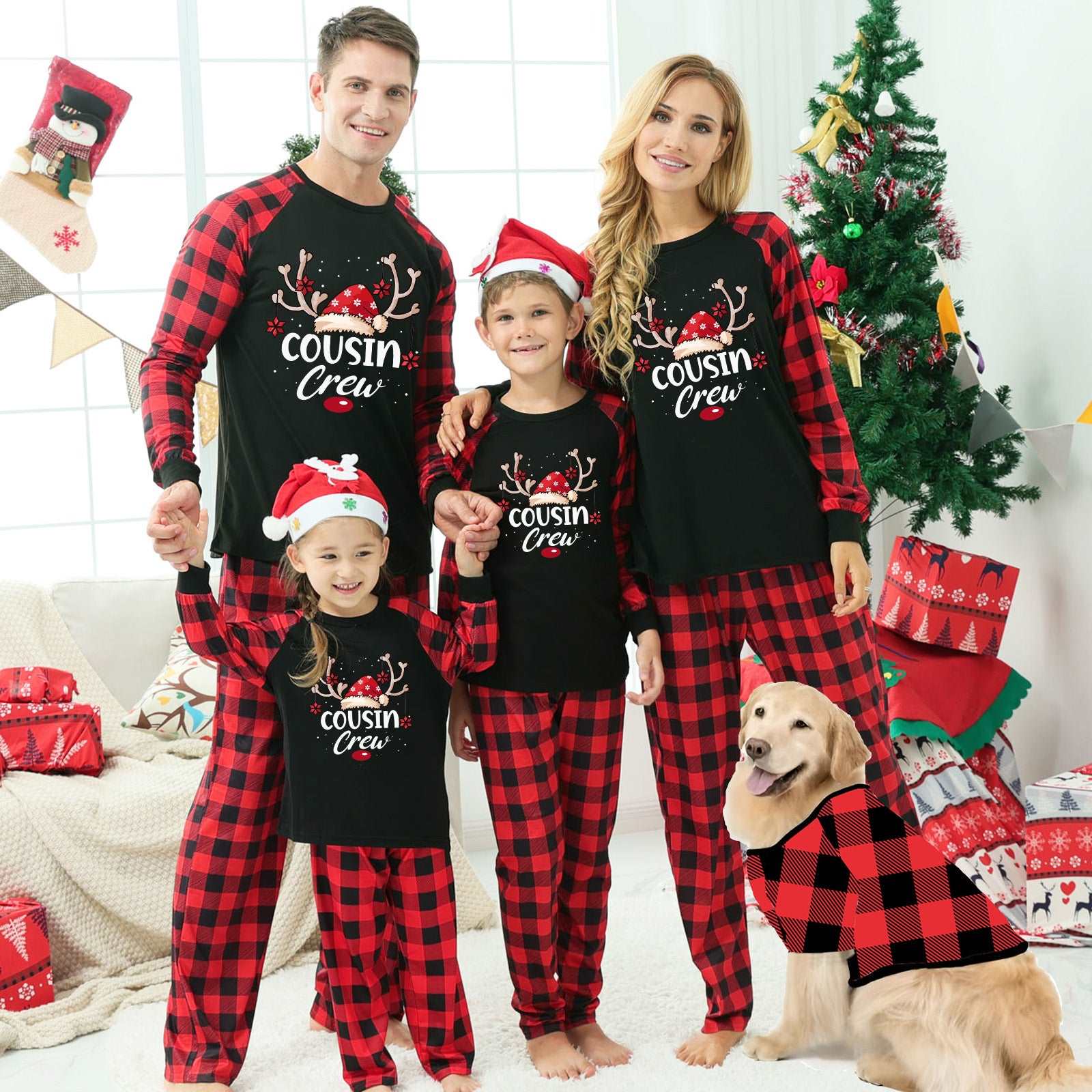 Crew Antlers Christmas Family Matching Pajamas Set