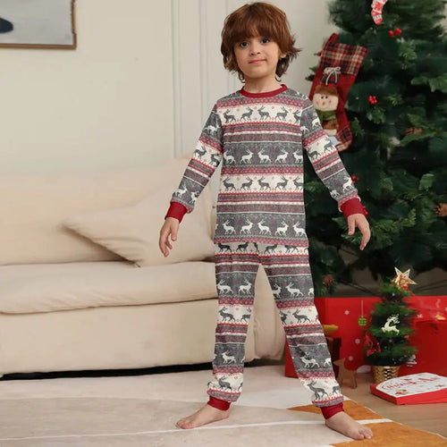 Grey Christmas Deer Family Pajamas Outfit Matching Pajamas