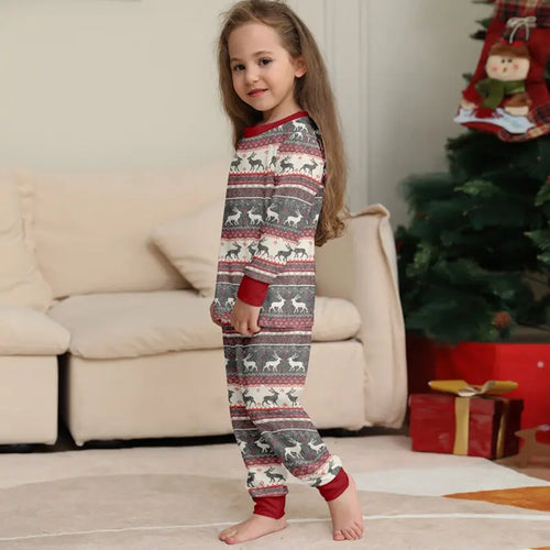 Grey Christmas Deer Family Pajamas Outfit Matching Pajamas