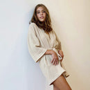 Tie-strap Cotton Short Robe Pajamas