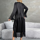 Black Satin Women Robe Pajamas