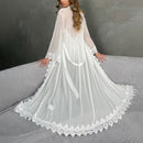 White Lace Satin Women Robe Pajamas