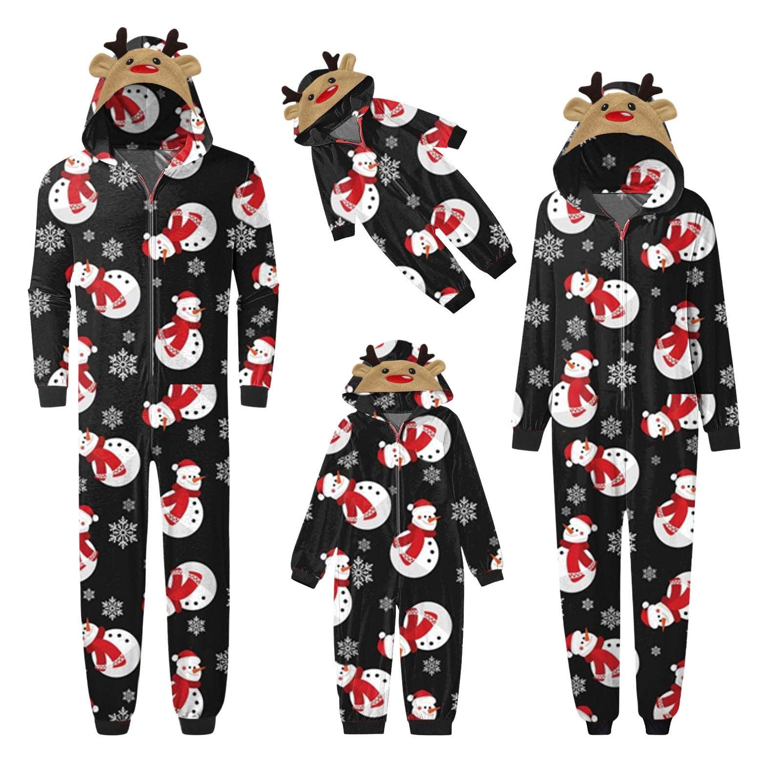 Snowman Cute Christmas Family Matching Jumpsuit With Hood