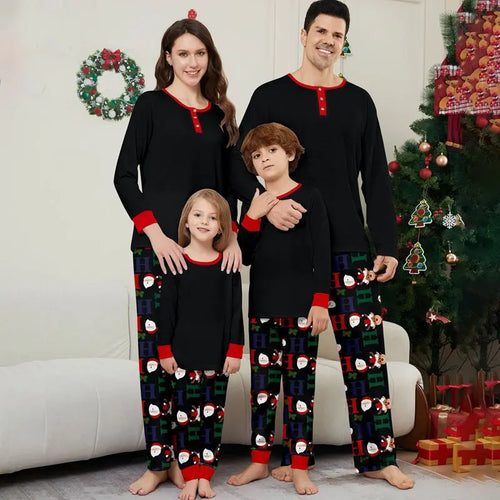 Black Christmas Deer With Santa Family Matching Outfit Matching Pajamas