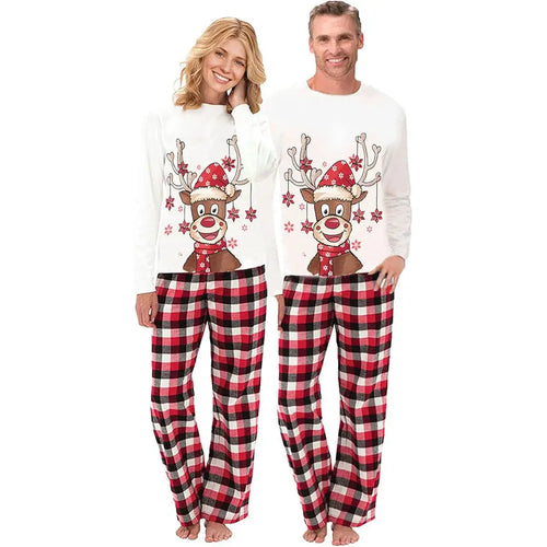 Snowflake Reindeer Christmas Holiday Family Matching Pajamas Matching Pajamas