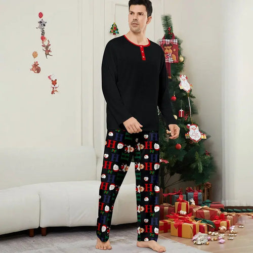 Black Christmas Deer With Santa Family Matching Outfit Matching Pajamas