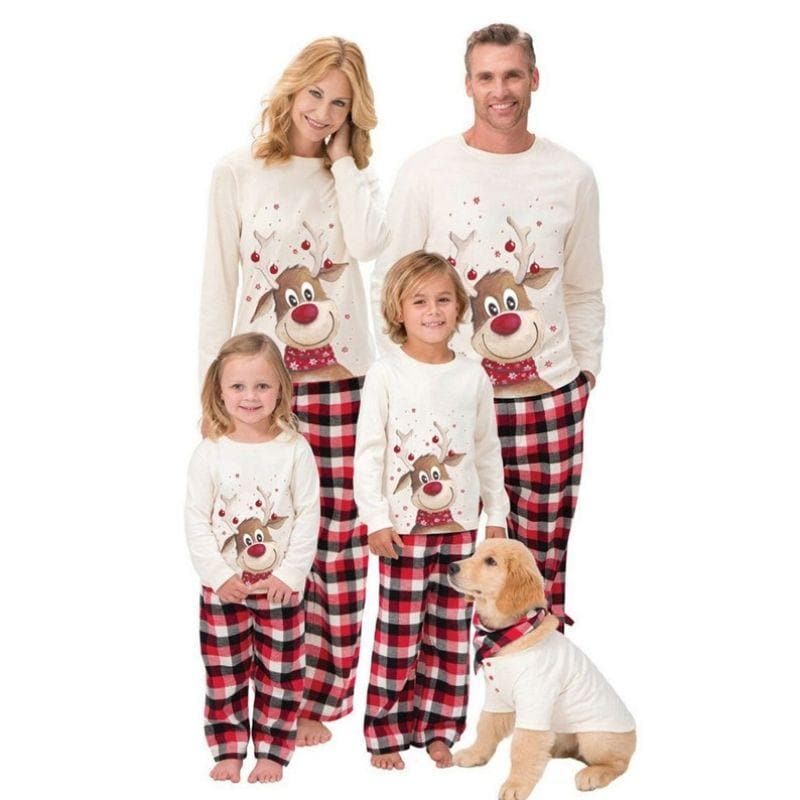 Cute Reindeer Printed Christmas Pajamas Sets