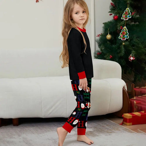 Black Christmas Deer With Santa Family Matching Outfit Matching Pajamas