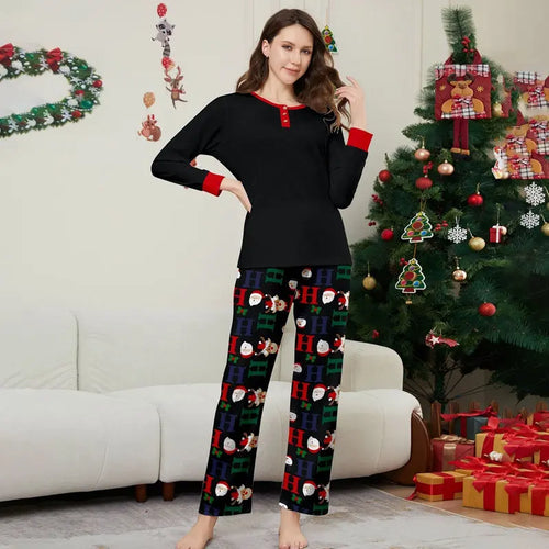 Black Christmas Deer With Santa Family Matching Outfit Matching Pajamas