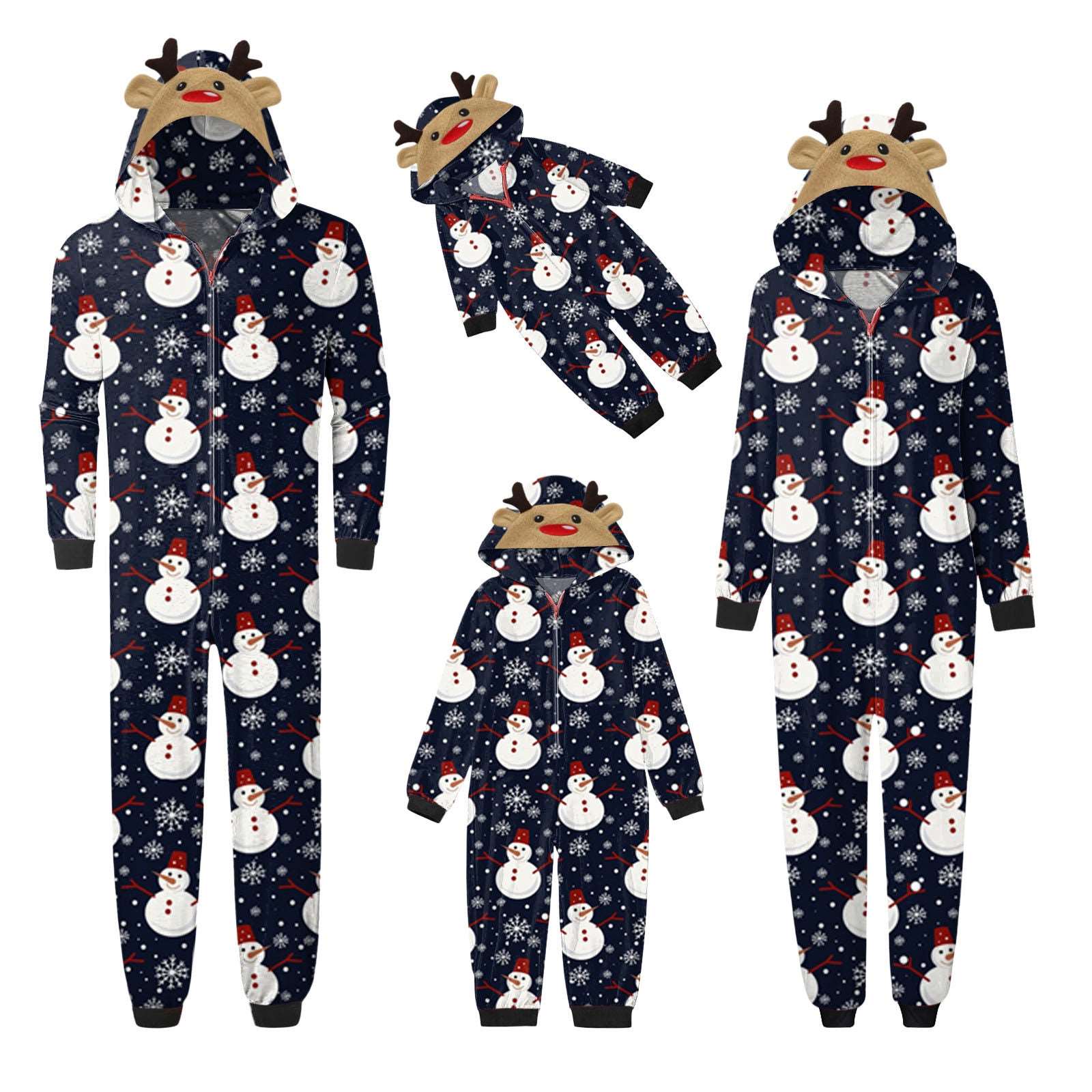 Snowman Cute Christmas Family Matching Jumpsuit With Hood