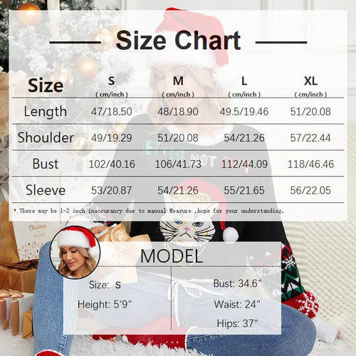 Funny Cat With Hat Ugly Christmas Sweater Matching Pajamas