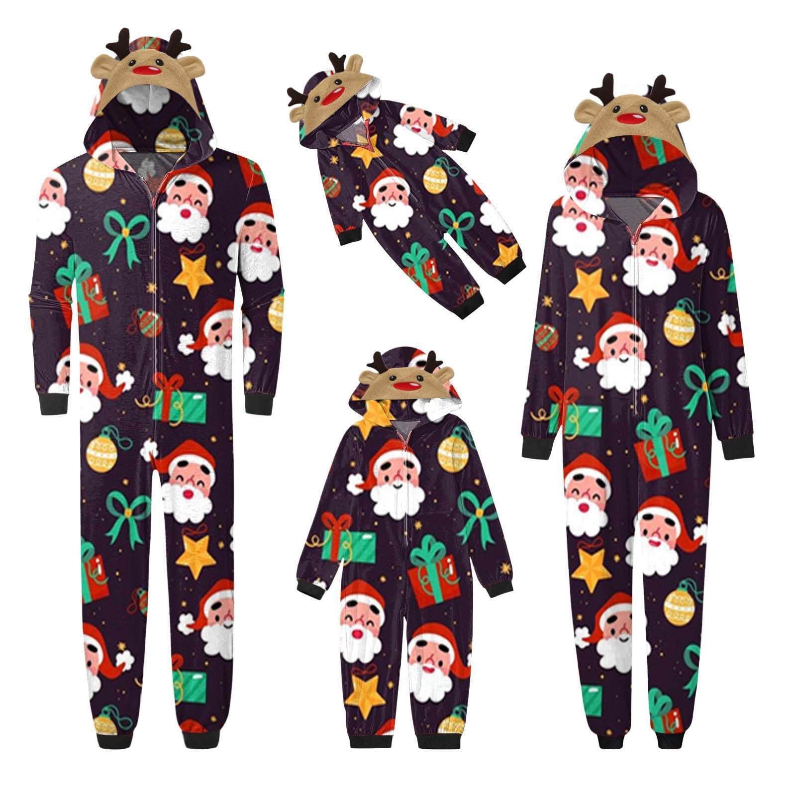 Santa Claus Christmas Gift Family Matching Jumpsuit With Hood