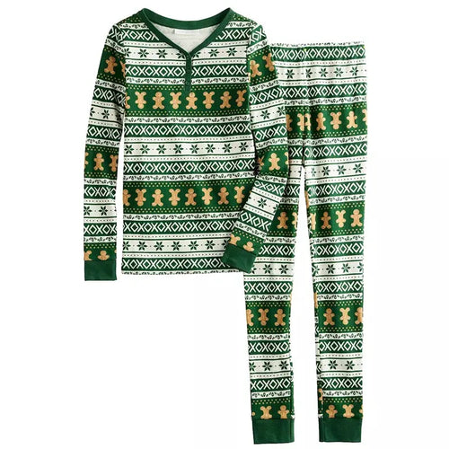 Green Gingerbread Christmas Family Pajamas Set Matching Pajamas