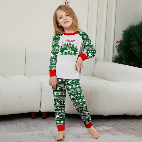 Green Forest Deer Family Matching Pajamas Set Matching Pajamas