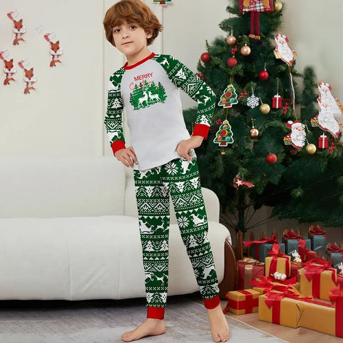 Green Forest Deer Family Matching Pajamas Set Matching Pajamas