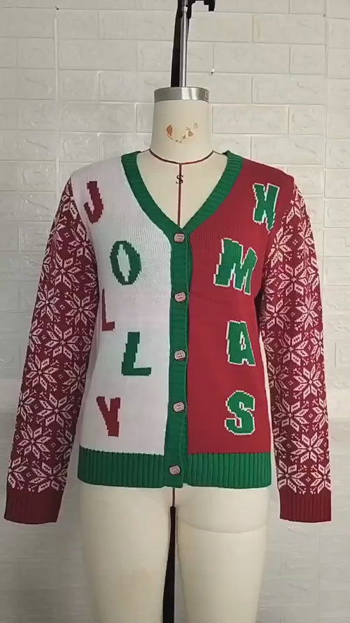 Vintage Button Christmas Ugly Sweater