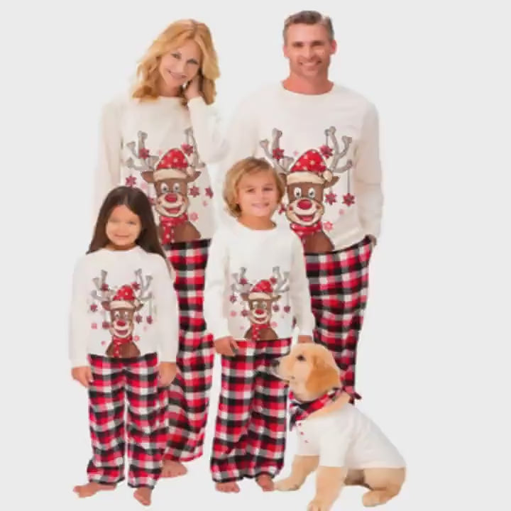 Snowflake Reindeer Christmas Holiday Family Matching Pajamas